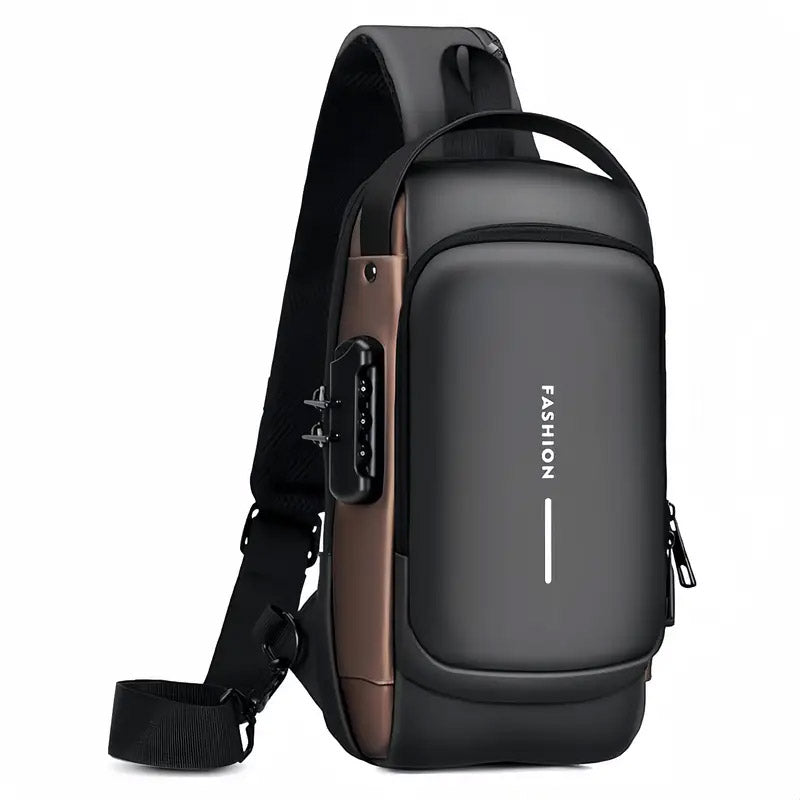 Password Lock Crossbody Sling Bag USB Waterproof