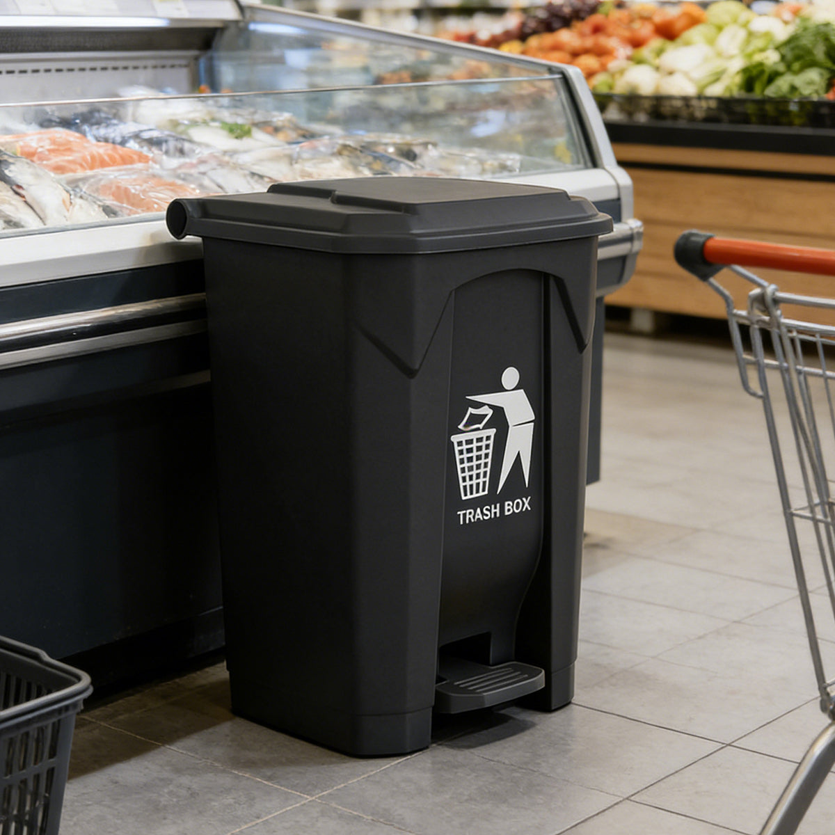 100L Pedal Trash Can with Lid and Elevated Base