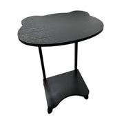 Black Mobile Side Table with Wheels Two Tier Storage Design
