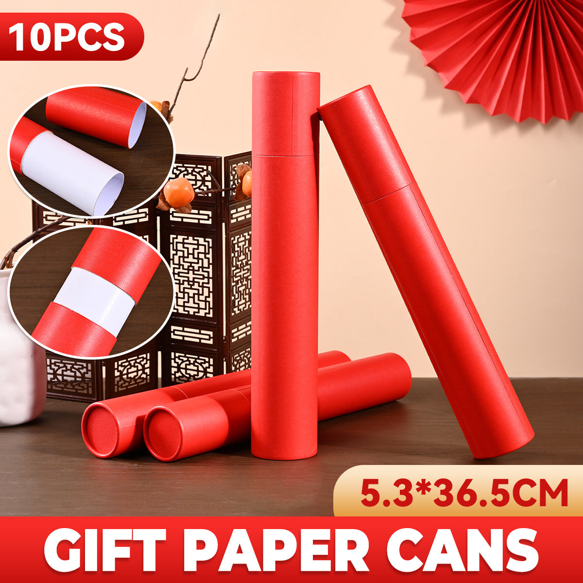 10pcs Red Gift Wrap Paper Tubes for Crafts