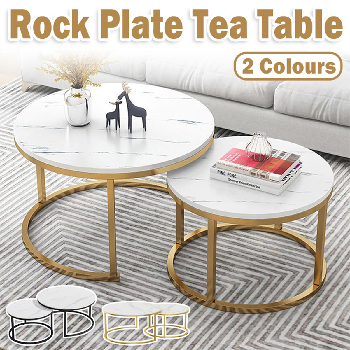 2-Piece Round Nesting Coffee Table Modern Living Room