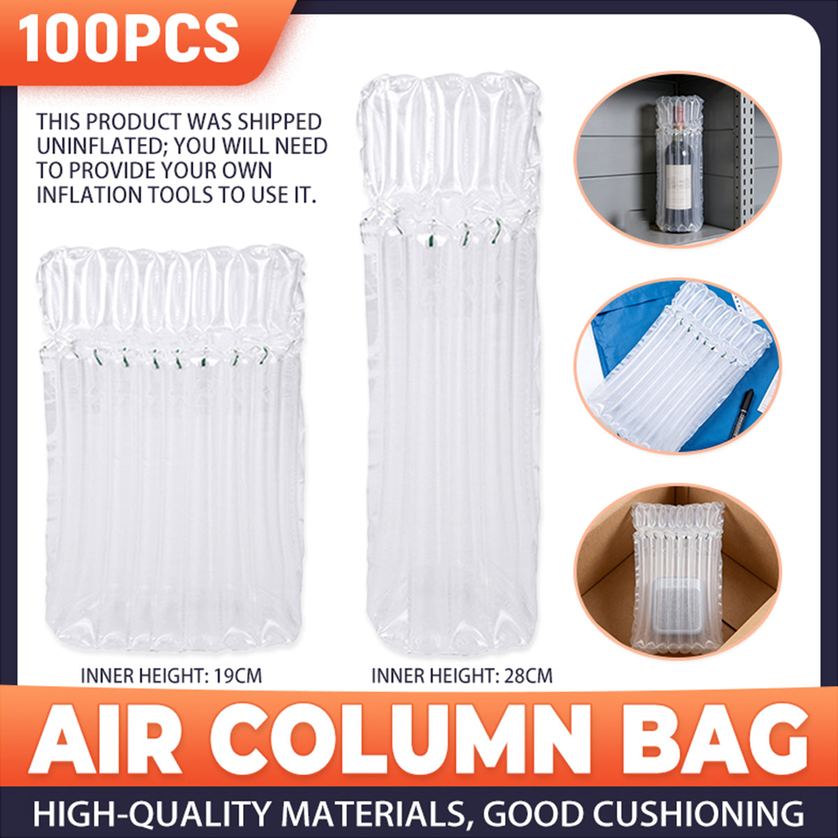 100pcs Clear Air Column Bags Shockproof