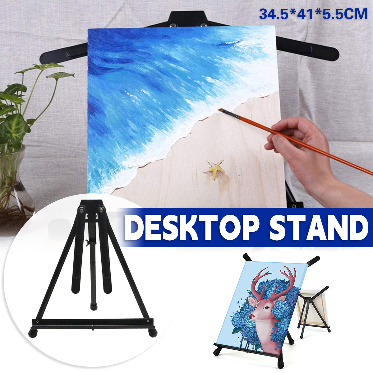 Black Aluminum Tabletop Display Easel Adjustable Tripod Stand