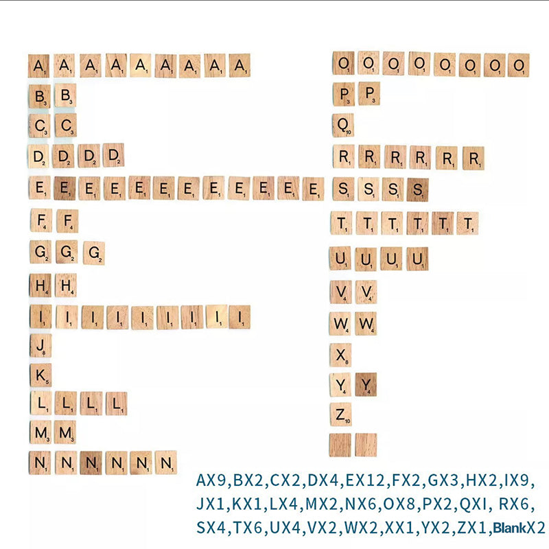Wooden Scrabble Tiles with Black Letters