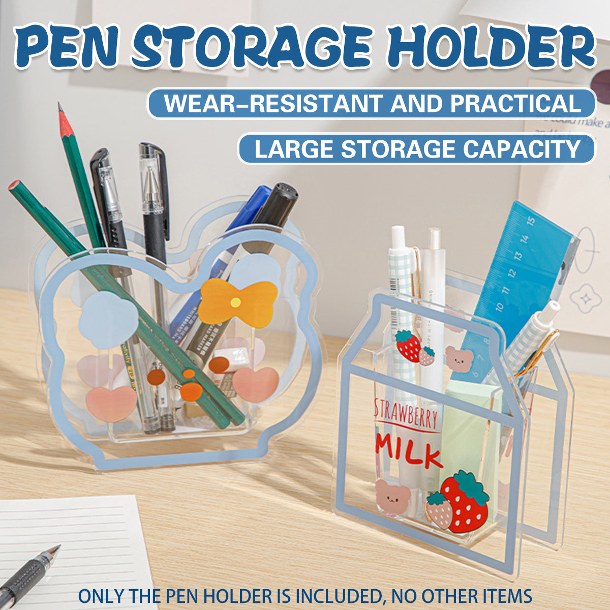 Acrylic Cartoon Pen Holder Cute Desk Organizer for Stationery