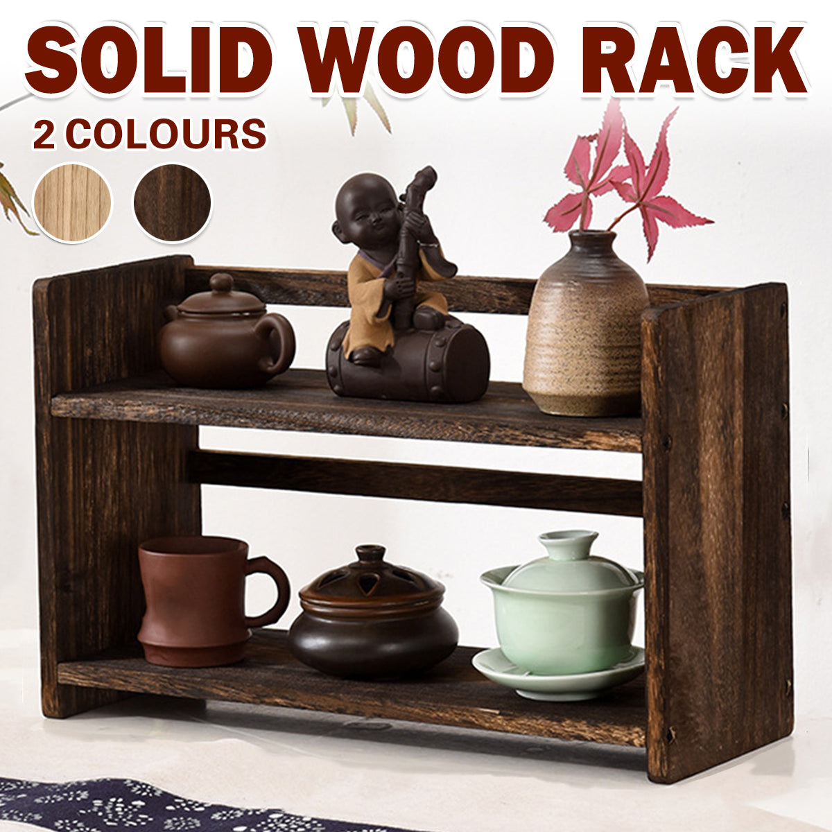 Solid Wood Movable Book Stand Desk Shelf Storage Decor