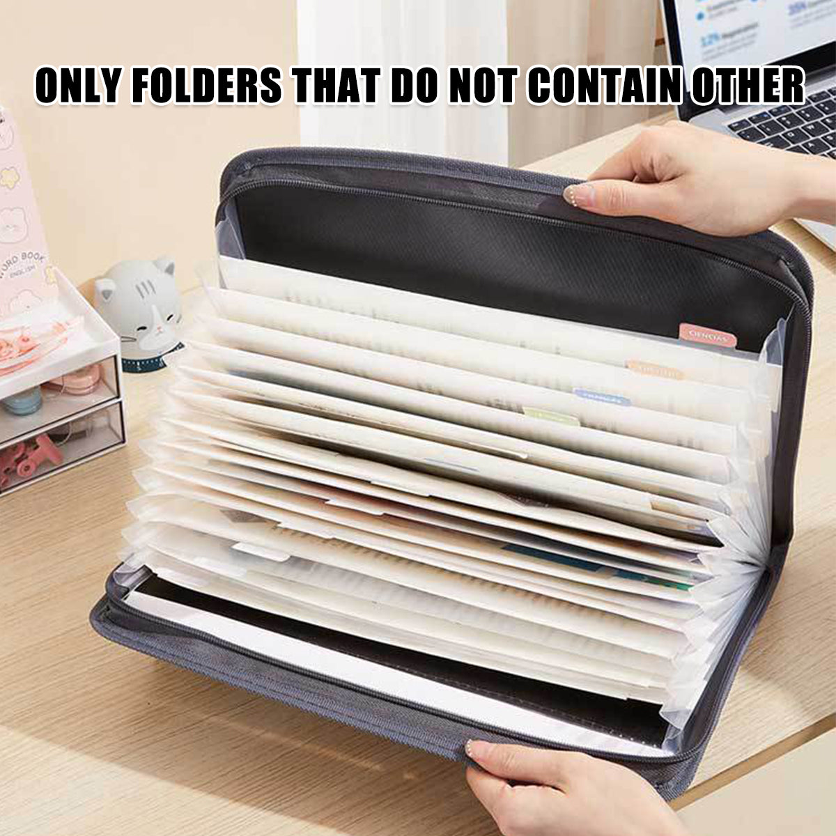 Accordion File Folder 13 Pockets Double Zipper Waterproof