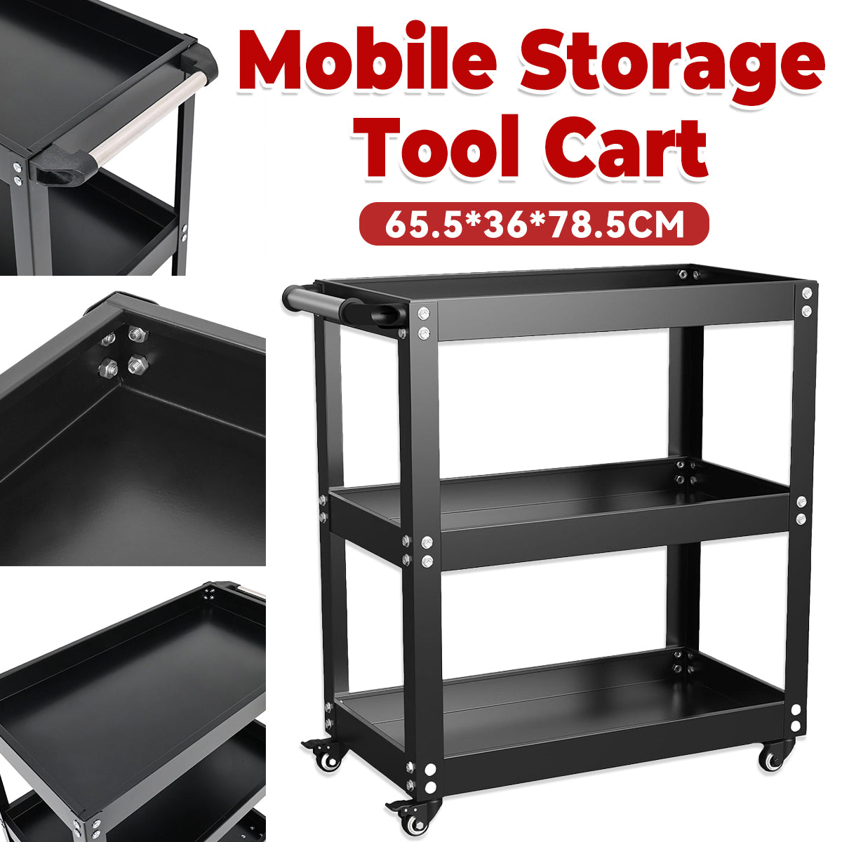 3 Tier Mobile Storage Tool Cart for Garage