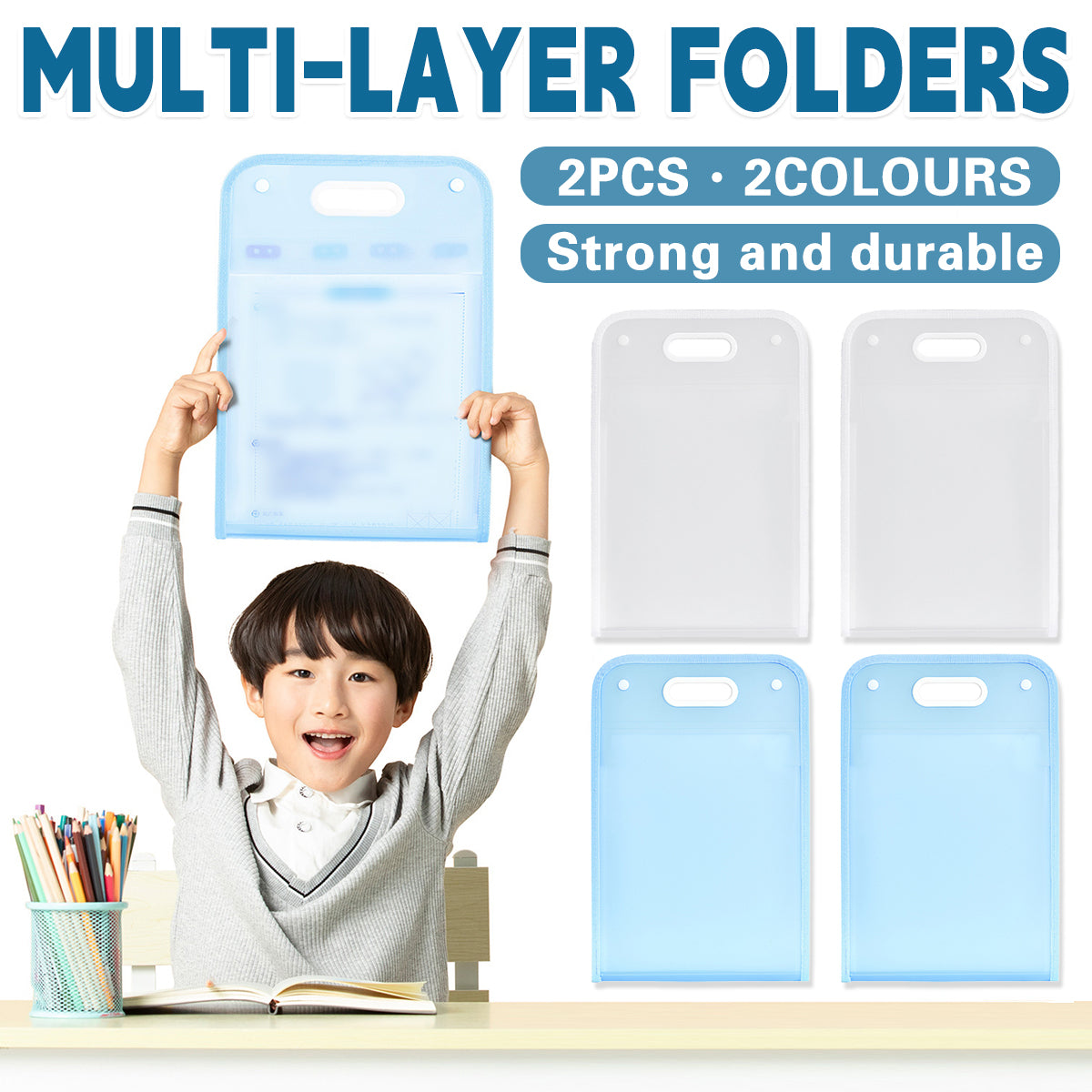 2 Pcs A4 File Storage Bag 13-Pocket Large Capacity Organizer