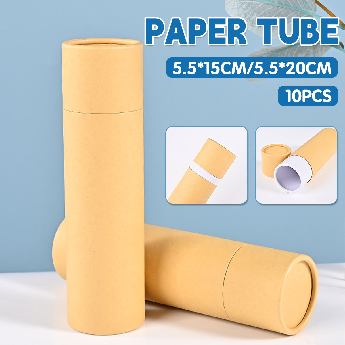 10pcs Kraft Paper Tubes for Crafts and Mailing