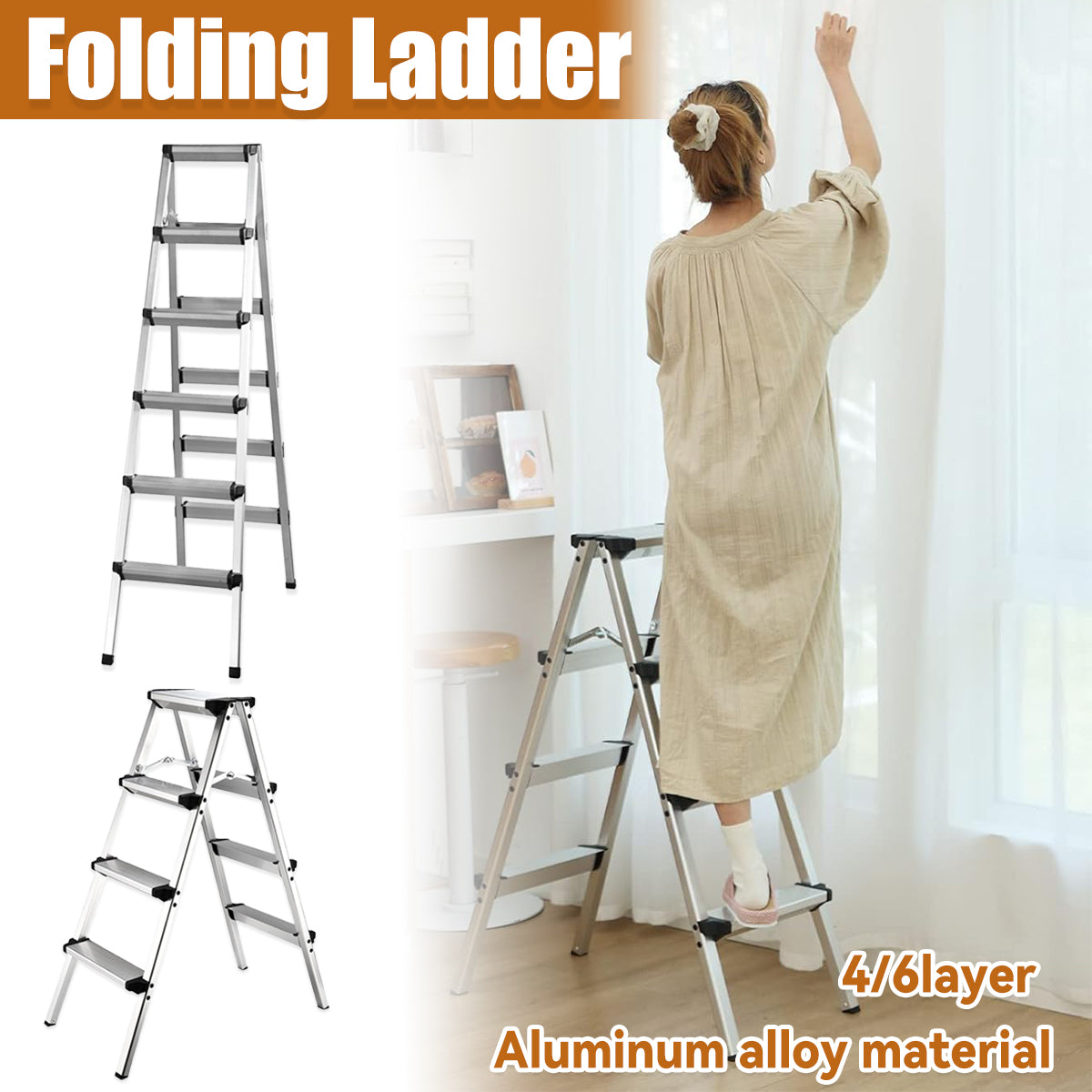 Double-Sided Aluminium Folding Ladder 4 or 6 Layer