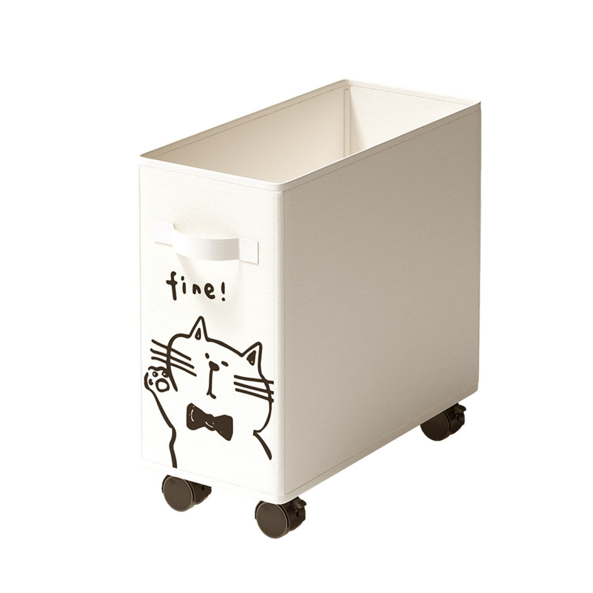 Under Desk Storage Basket Trolley with Lockable Wheels Beige