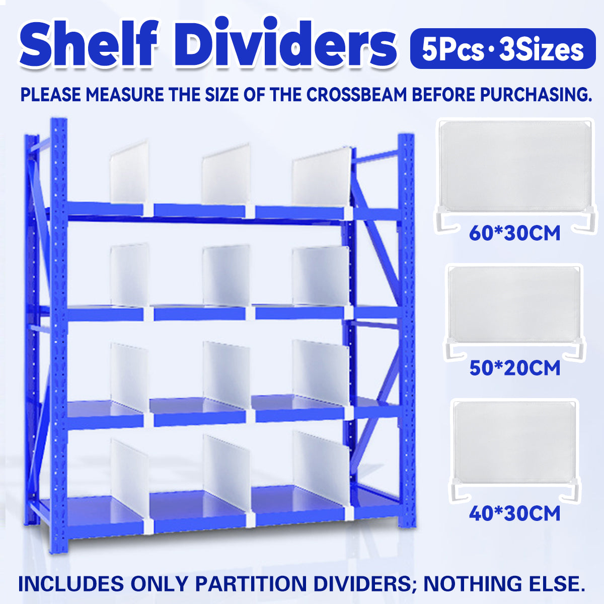 5pcs Snap-On Shelf Dividers for Storage