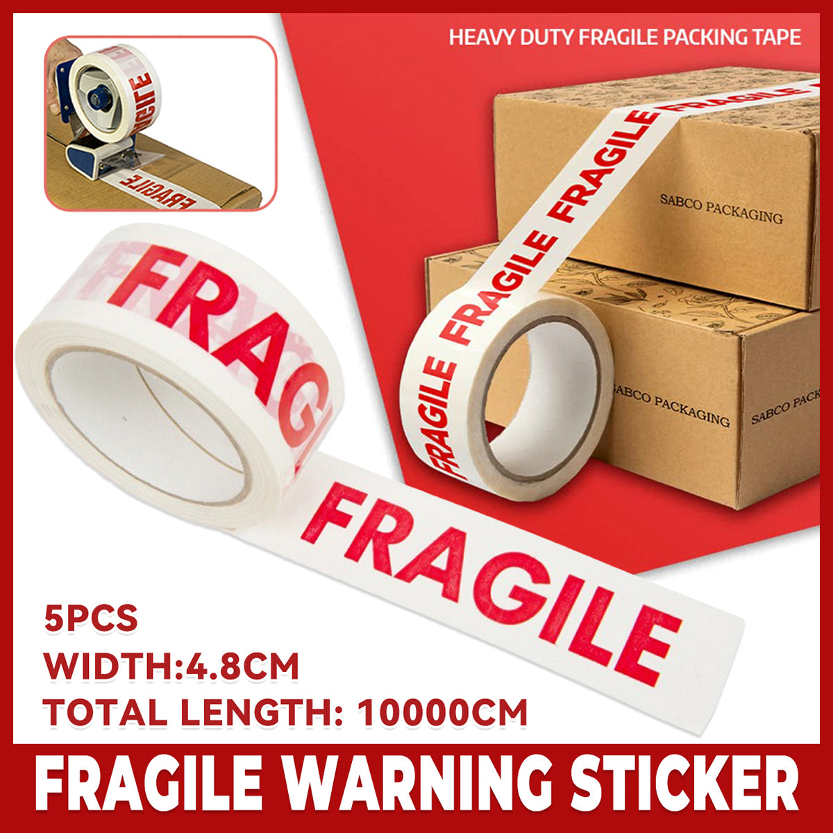 5 Rolls Fragile Stickers High Adhesion Shipping