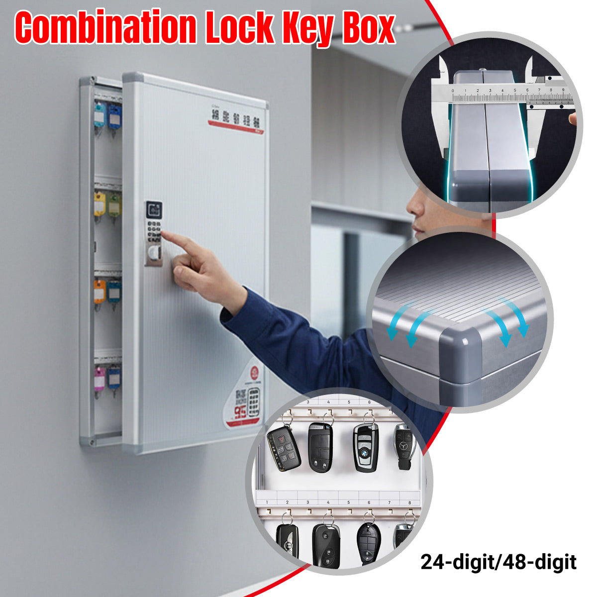 Combination Key Lock Box with 24 or 48 Digit Code