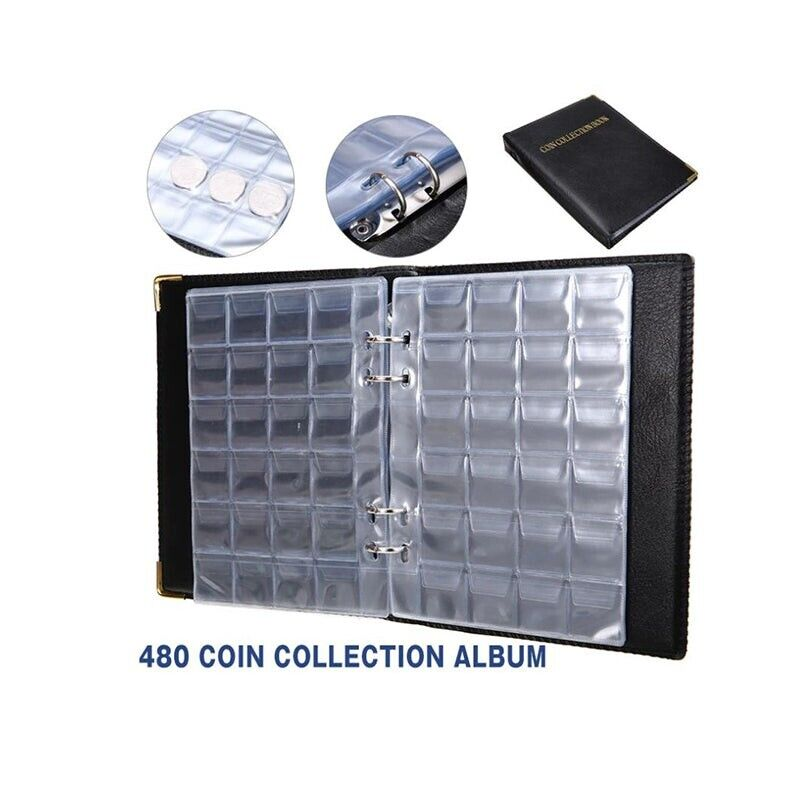 480 Pocket Coin Collection Album Book with Clear Storage Pages
