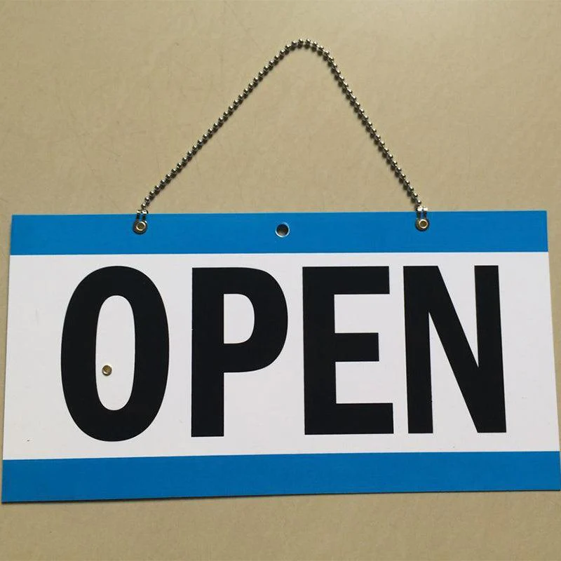Open Closed Door Sign with Return Clock for Shops