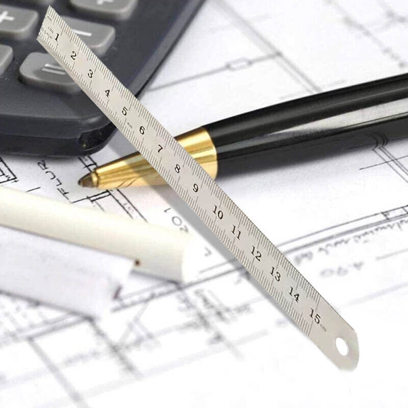 10cm 15cm 20cm Double Sided Stainless Steel Metal Ruler Rule Precision
