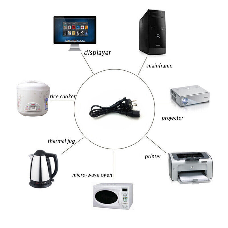 Power Lead Cable 3 Pin to IEC-C13 Socket 1.5M 500W 10A
