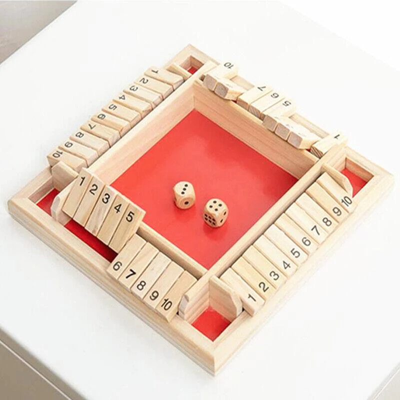 Wooden Shut The Box Dice Game Family Table Play