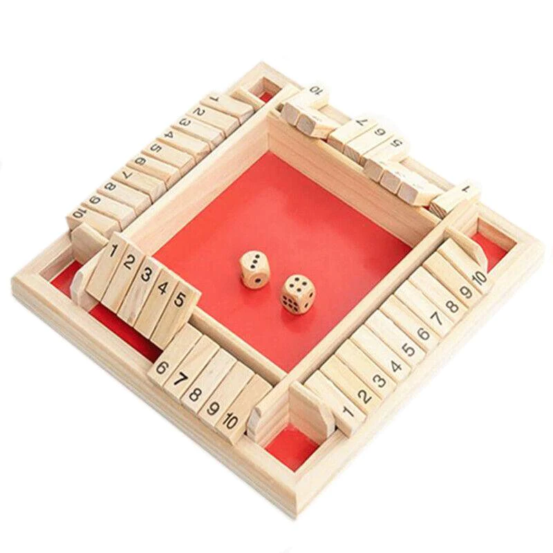 Wooden Shut The Box Dice Game Family Table Play