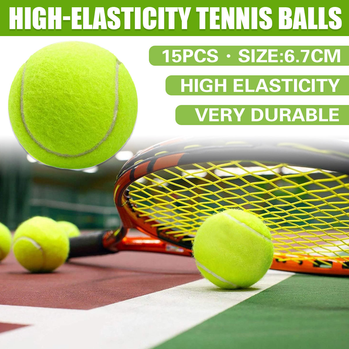 15pcs Training Tennis Balls with High Bounce