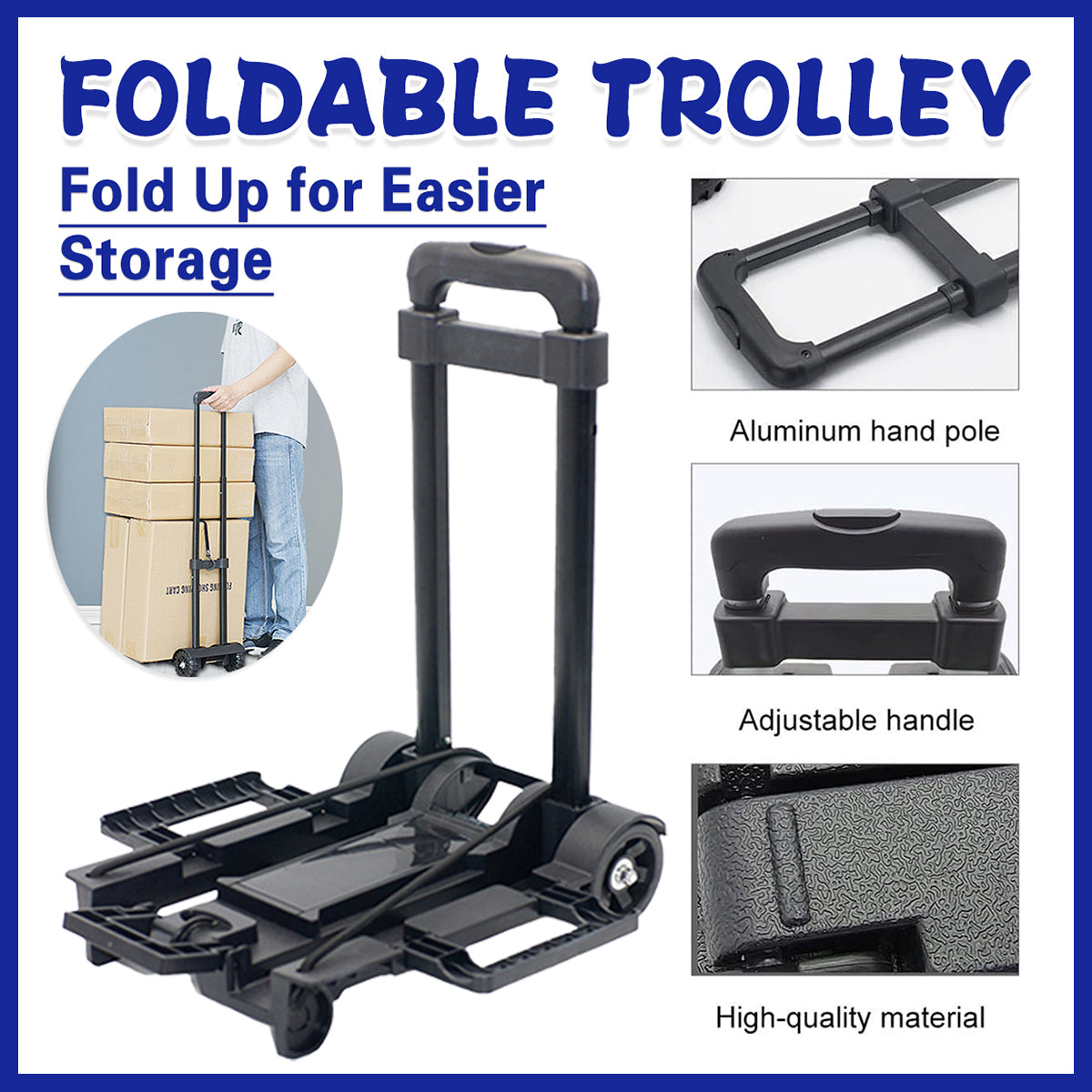 Foldable Shopping Trolley with Telescopic Handle