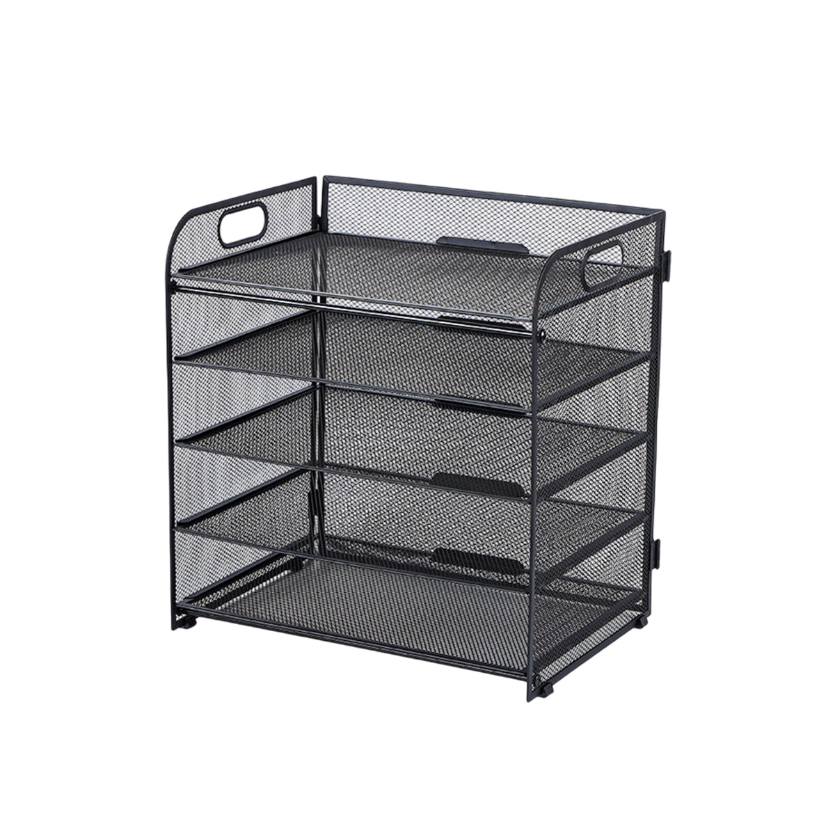 5-Tier Mesh Desk File Organizer with Handles Document Storage Rack