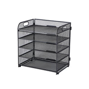5-Tier Mesh Desk File Organizer with Handles Document Storage Rack