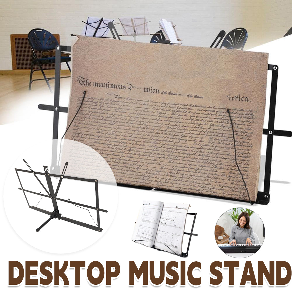 Portable Folding Music Stand Iron Book Holder