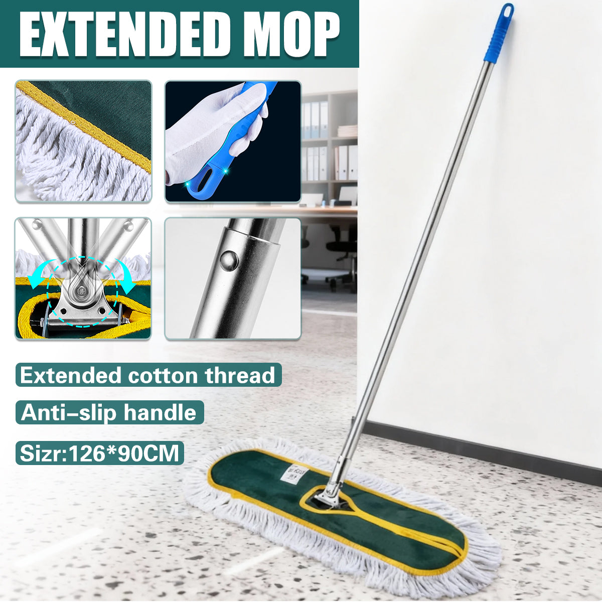 Extra Long Flat Mop with 180 Rotating Handle