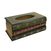 Retro Book-Shaped Wooden Tissue Box Hand-Painted