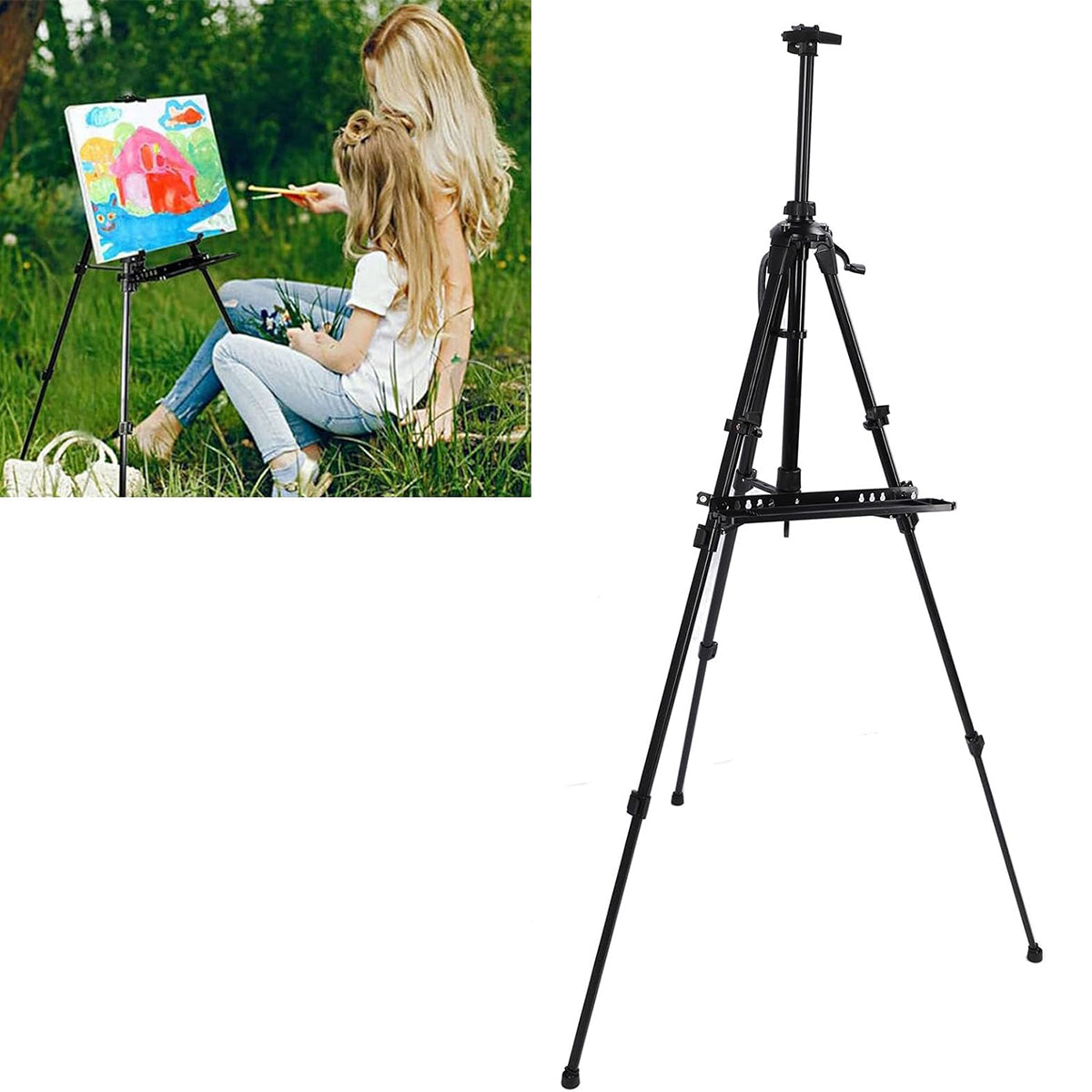 Portable Metal Artist Easel Adjustable Tripod Display Stand