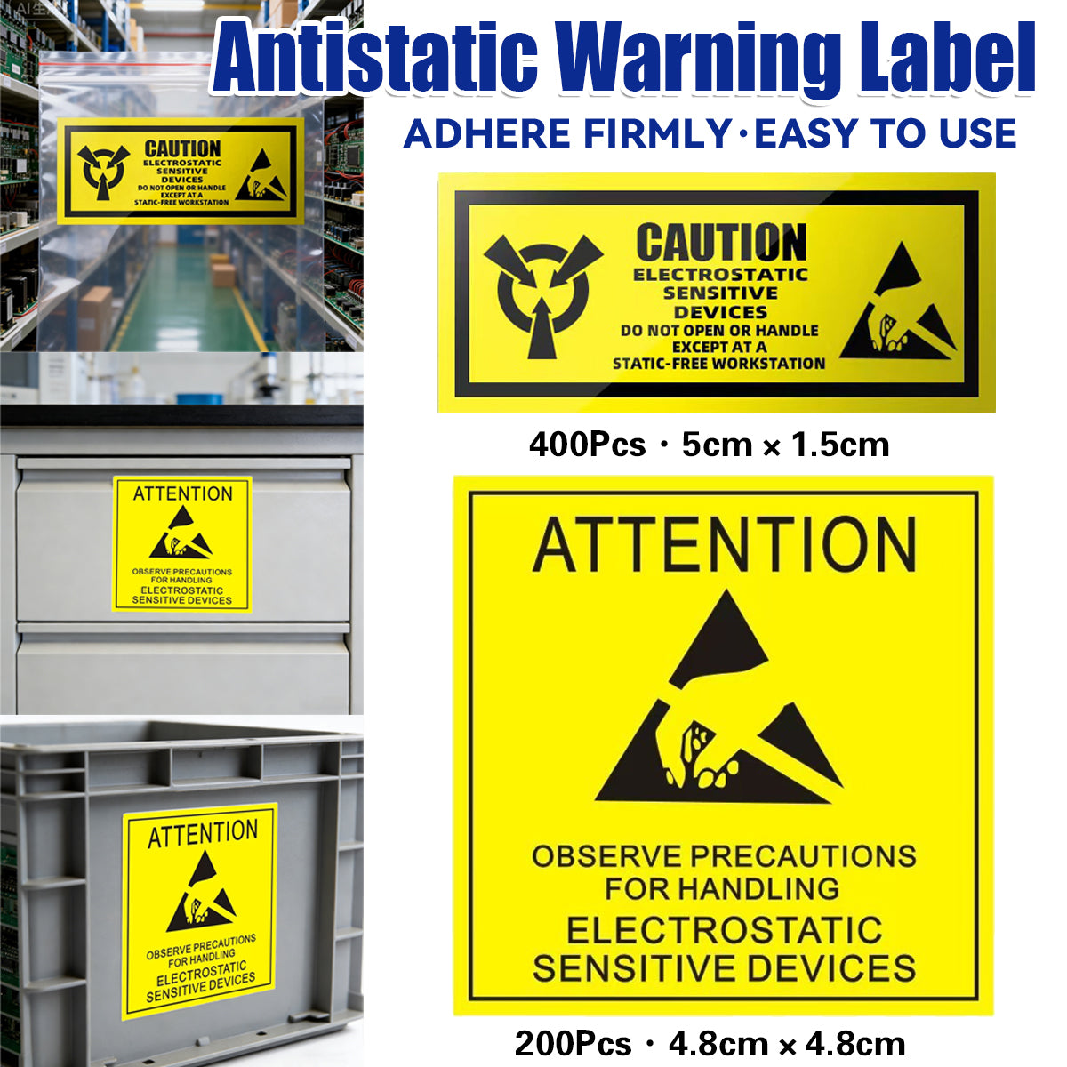 Anti-Static Warning Sticker Labels for Electronics