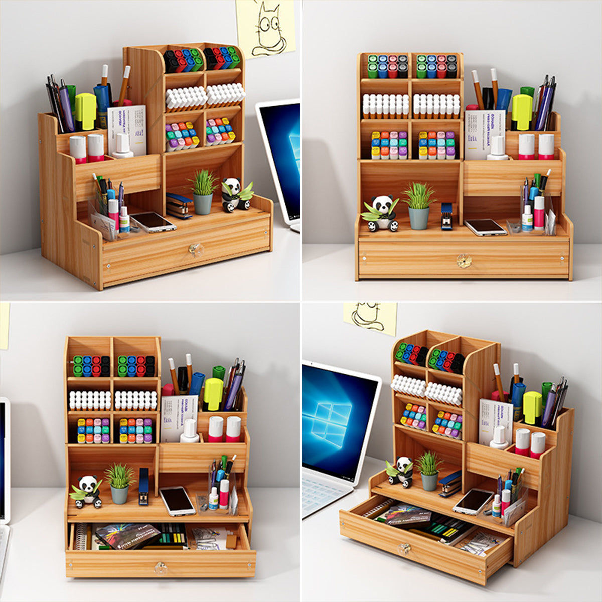 Desktop Office Organizer with Drawer and Pen Holder