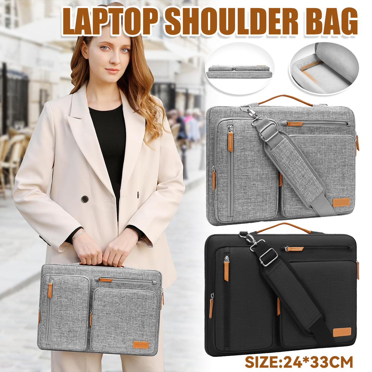 Portable Shoulder Laptop Briefcase Oxford Cloth Unisex Bag