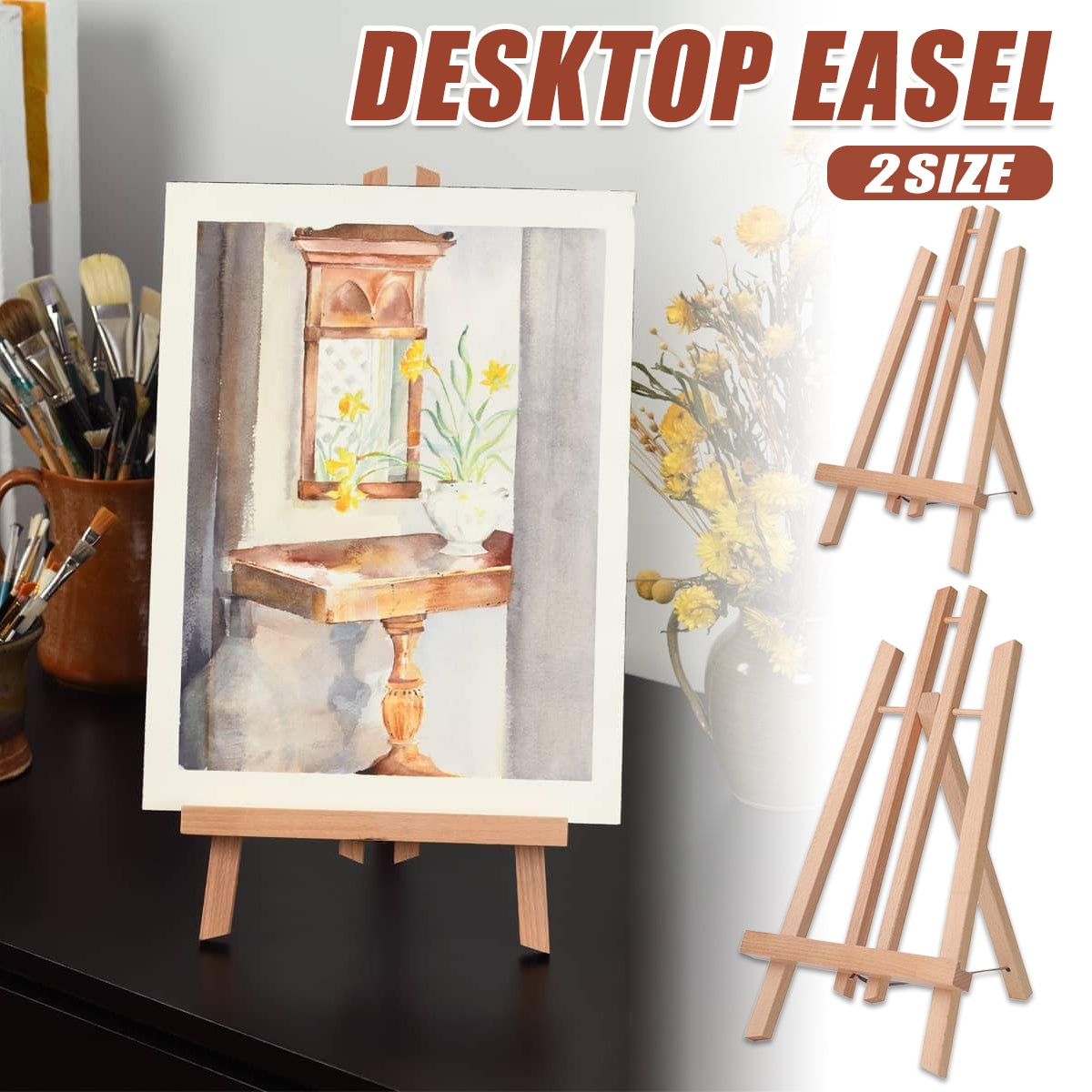 Tabletop Solid Wood Easel Adjustable Foldable Art Stand