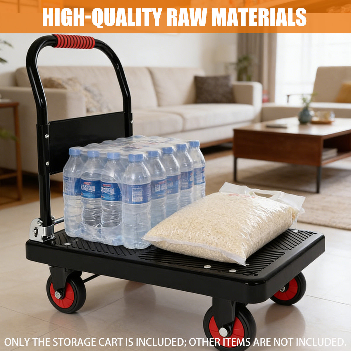 Folding Handle Flatbed Cart with 275kg Capacity