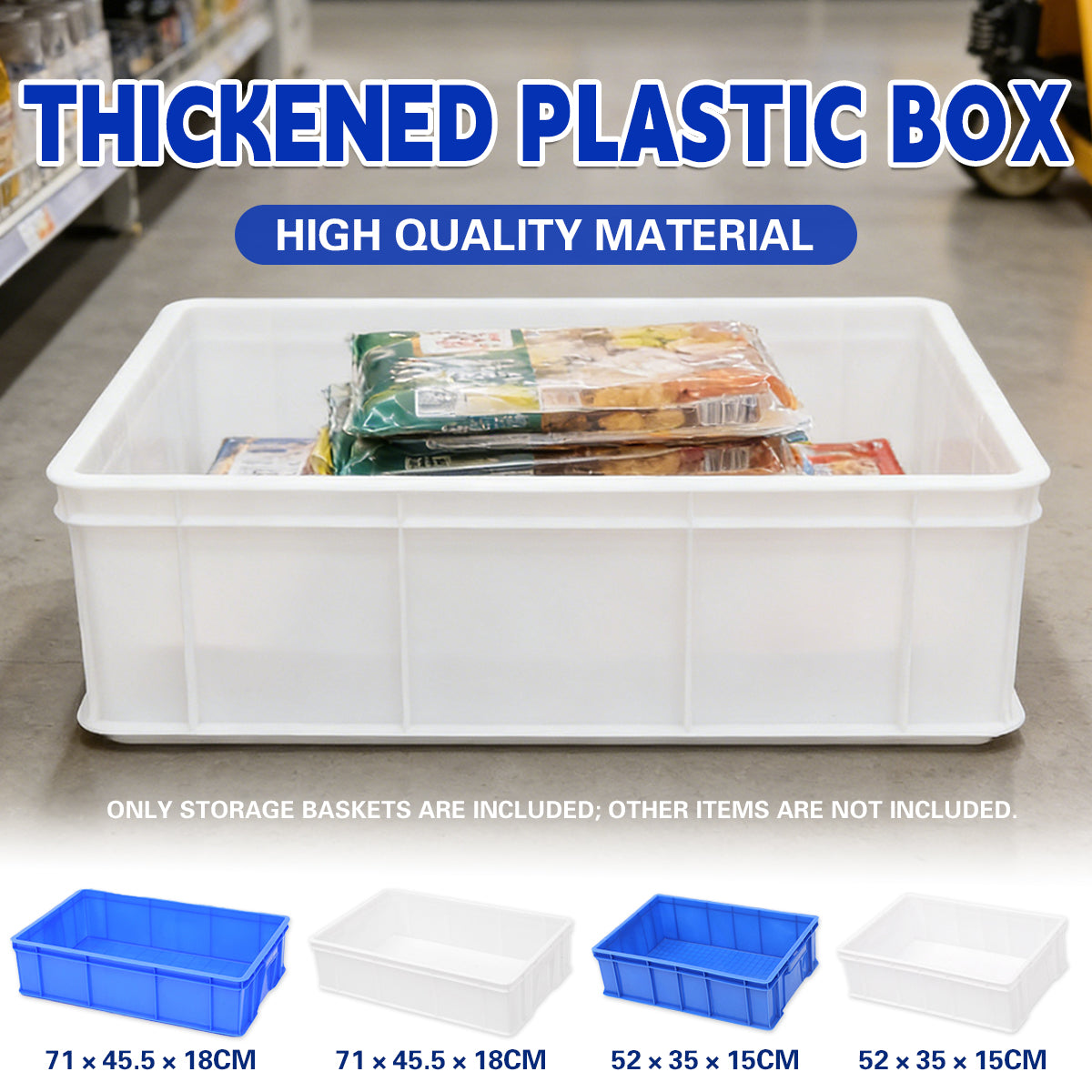 2 Pcs Plastic Storage Boxes with Side Handles