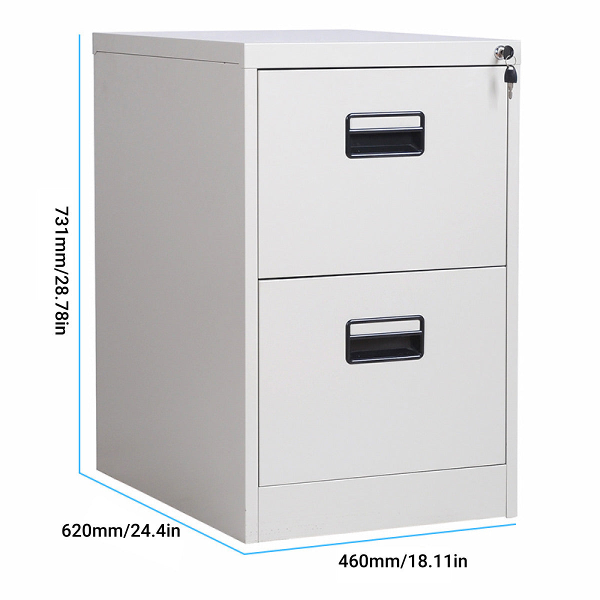 2 Drawer Lockable Steel File Cabinet for Office
