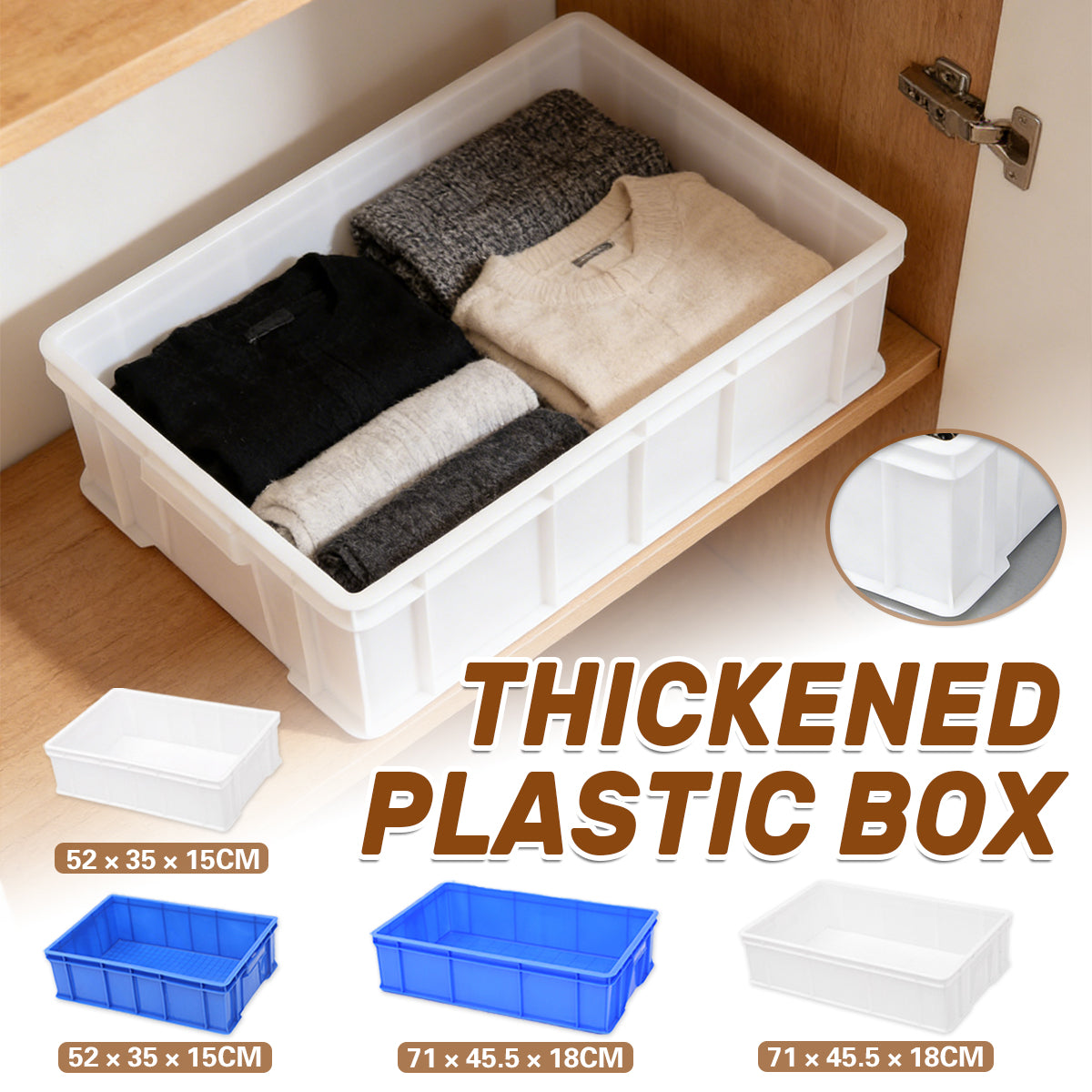 2 Pcs Plastic Storage Boxes with Side Handles
