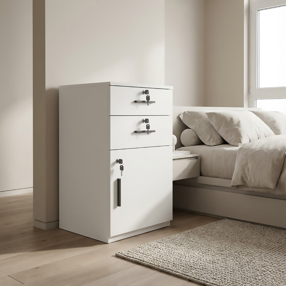 Vertical Steel 2 Drawer Lockable File Cabinet