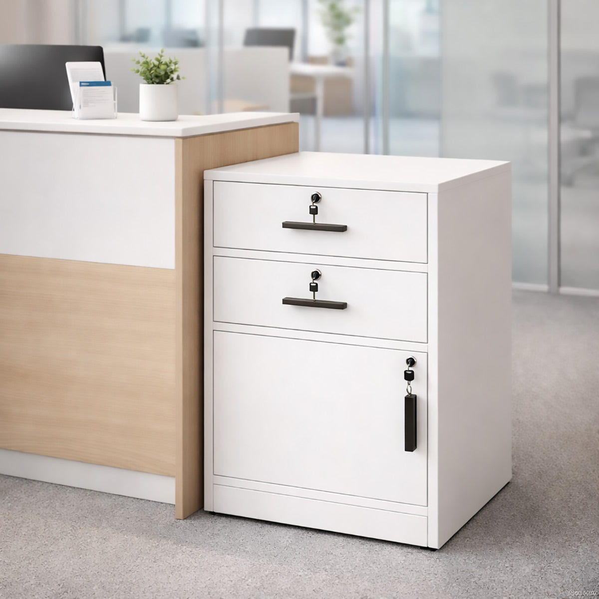 Vertical Steel 2 Drawer Lockable File Cabinet
