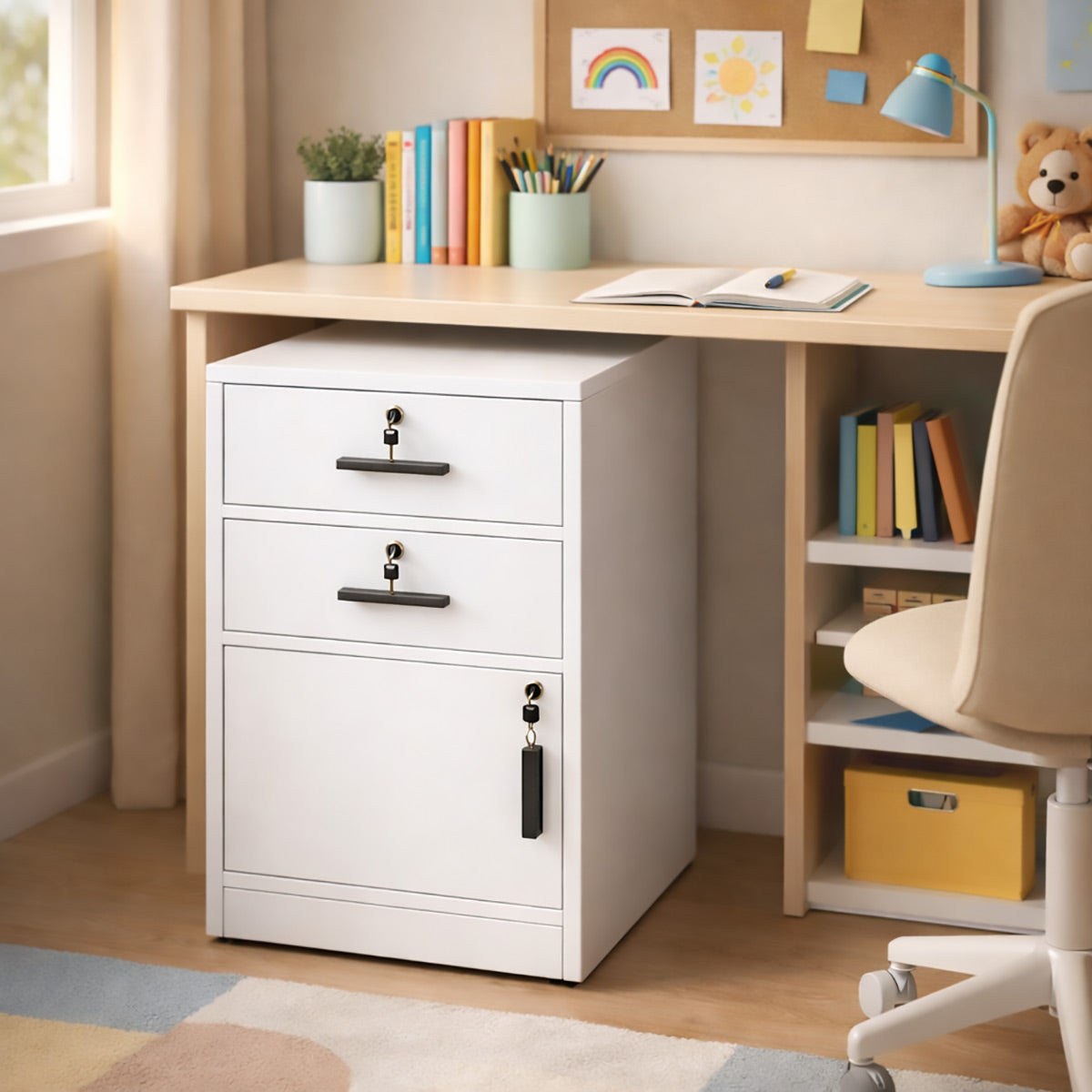 Vertical Steel 2 Drawer Lockable File Cabinet