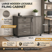 Large Lockable Wooden Office Filing Cabinet