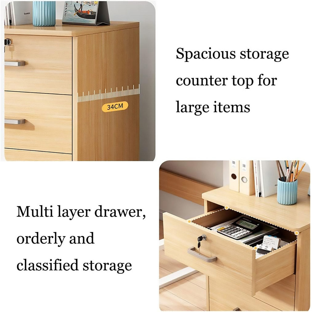 Large Lockable Wooden File Cabinet Bookcase