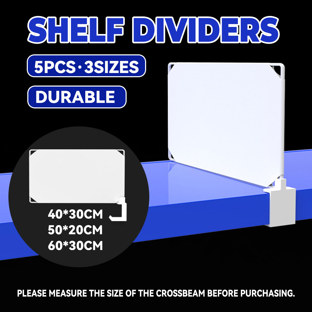 5pcs Snap-On Shelf Dividers for Storage