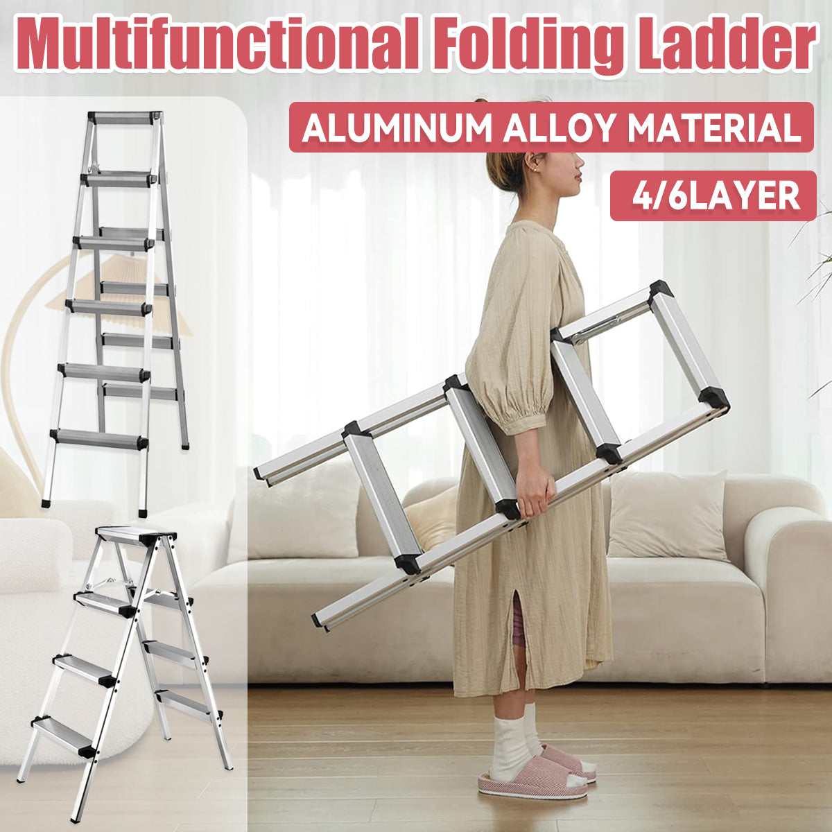 Double-Sided Aluminium Folding Ladder 4 or 6 Layer
