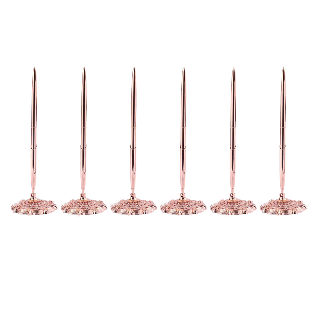 6 Pcs Ballpoint Pen Set with Plum Blossom Base Metal