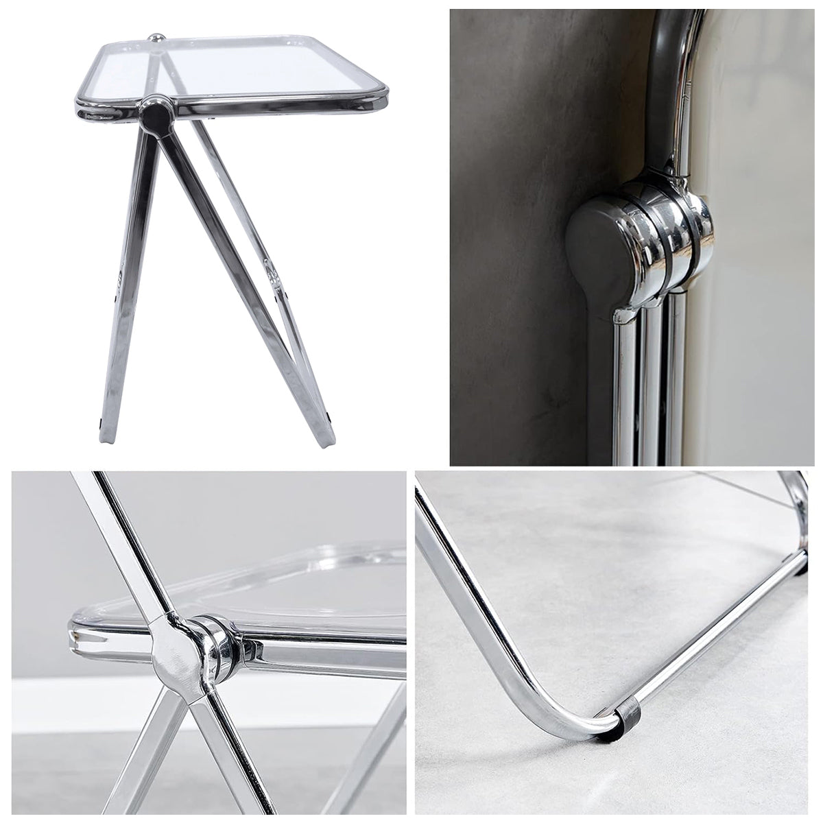 Foldable Transparent Coffee Table with PET Top